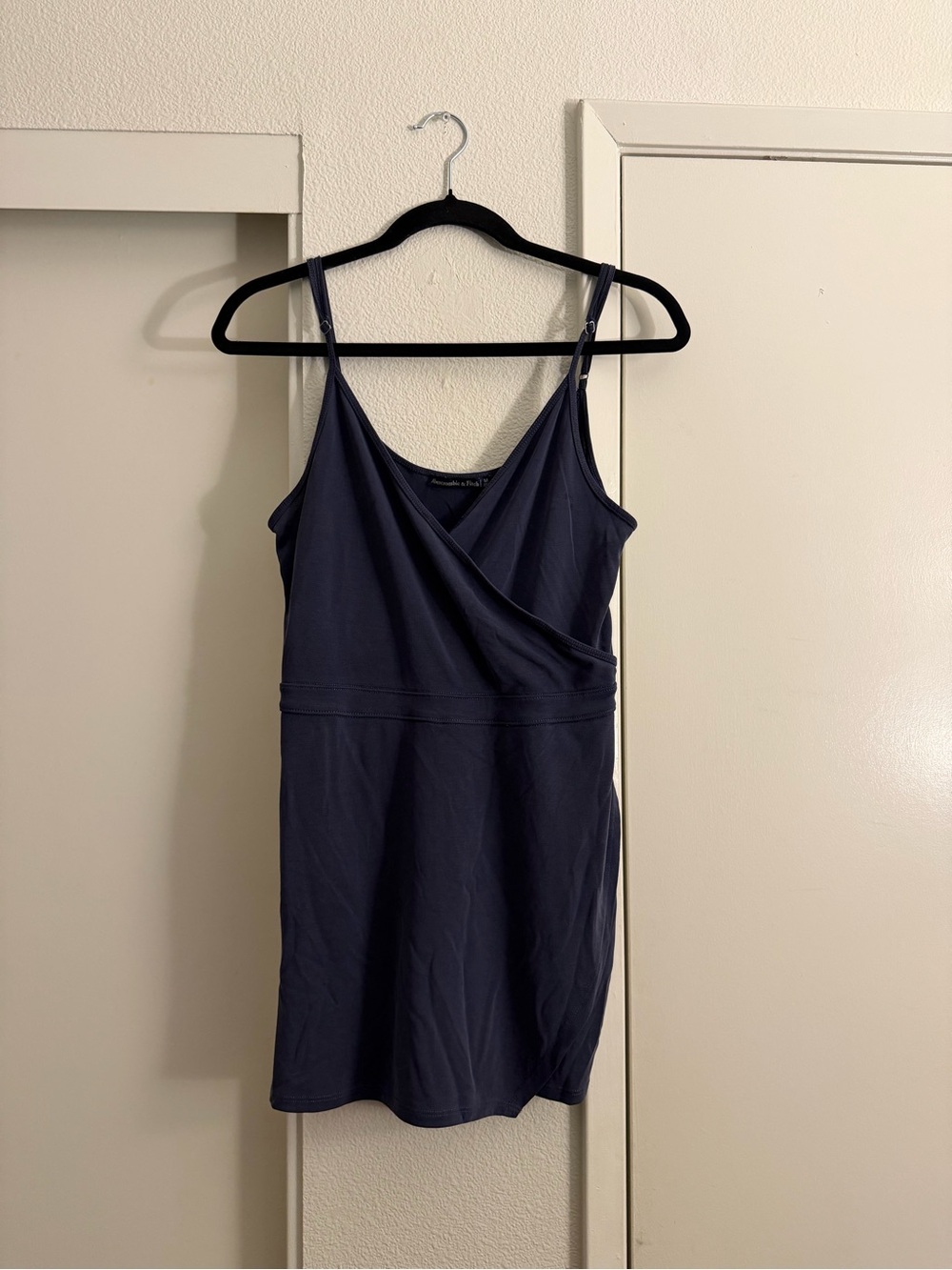 Abercrombie & Fitch Navy Wrap-Front Slip Dress